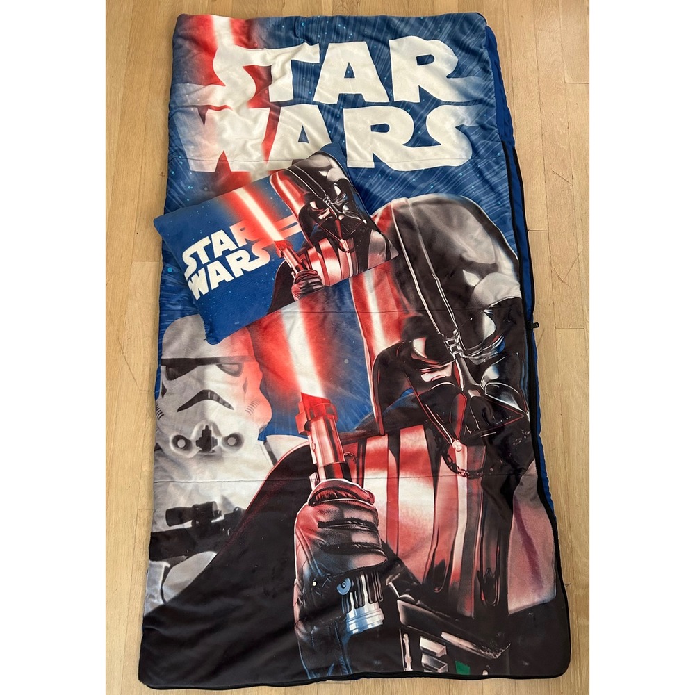 Star Wars Darth Vader Stormtrooper Sleeping Bag and Pillow Set Blue Kids Slumber